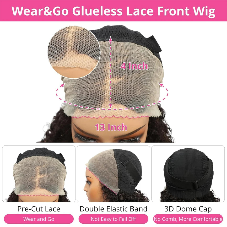 Maxy Kinky Curly Wig Human Hair 13x4 Curly Lace Front Human Hair Wigs Deep Curly Lace Closure Wig For Women 180 Density