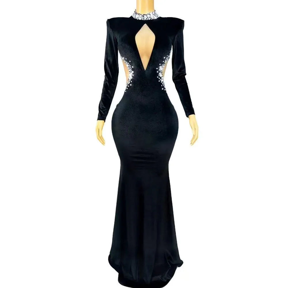 Maxy Sexy Twinkling Rhinestones Elegant Mermaid Dress Women Party Celebrate Evening Wedding Gown Red carpet Stage Wear Outfit