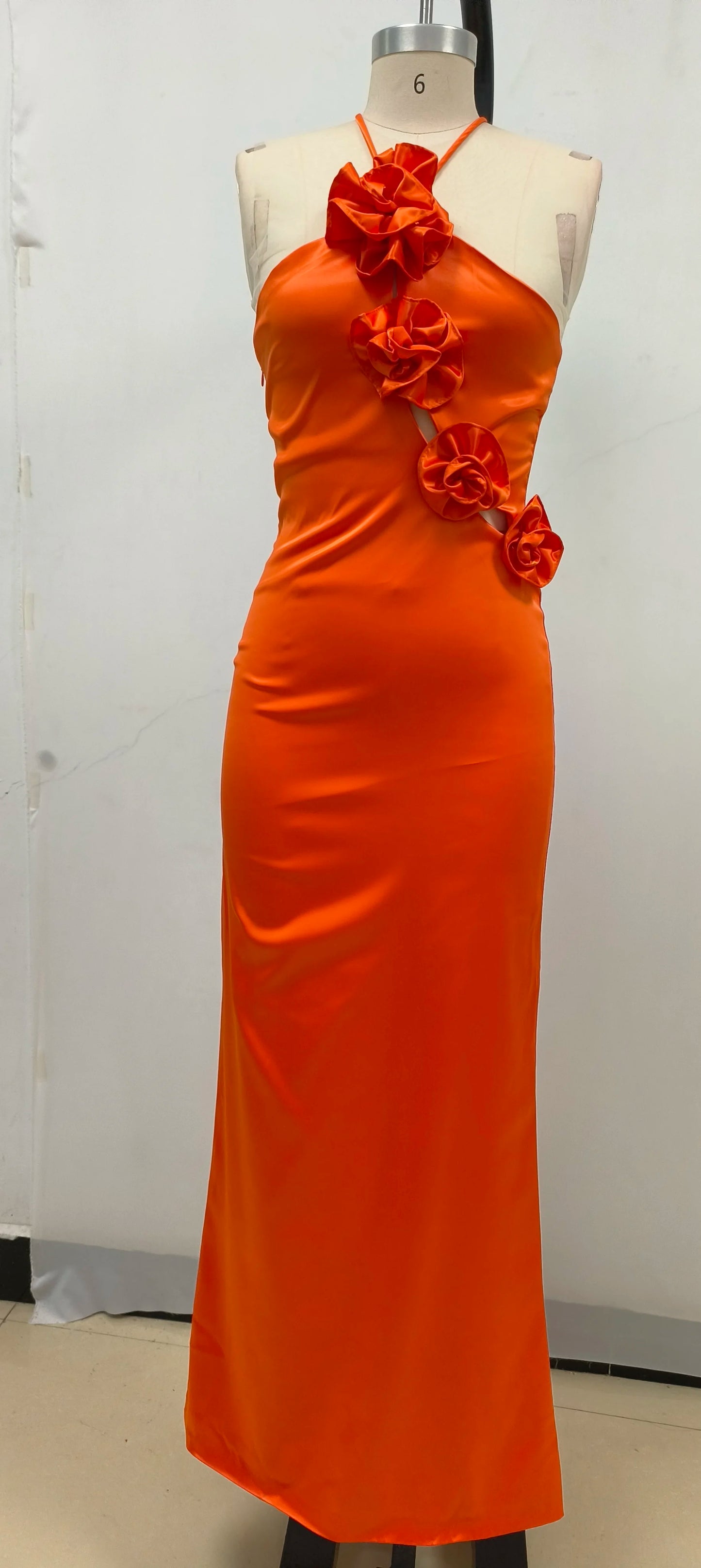 Women Orange Party Dress Luxury Designer Maxy Ankle Length Celebrity Evening Birthday Gowns Soft Comfortable Dresses