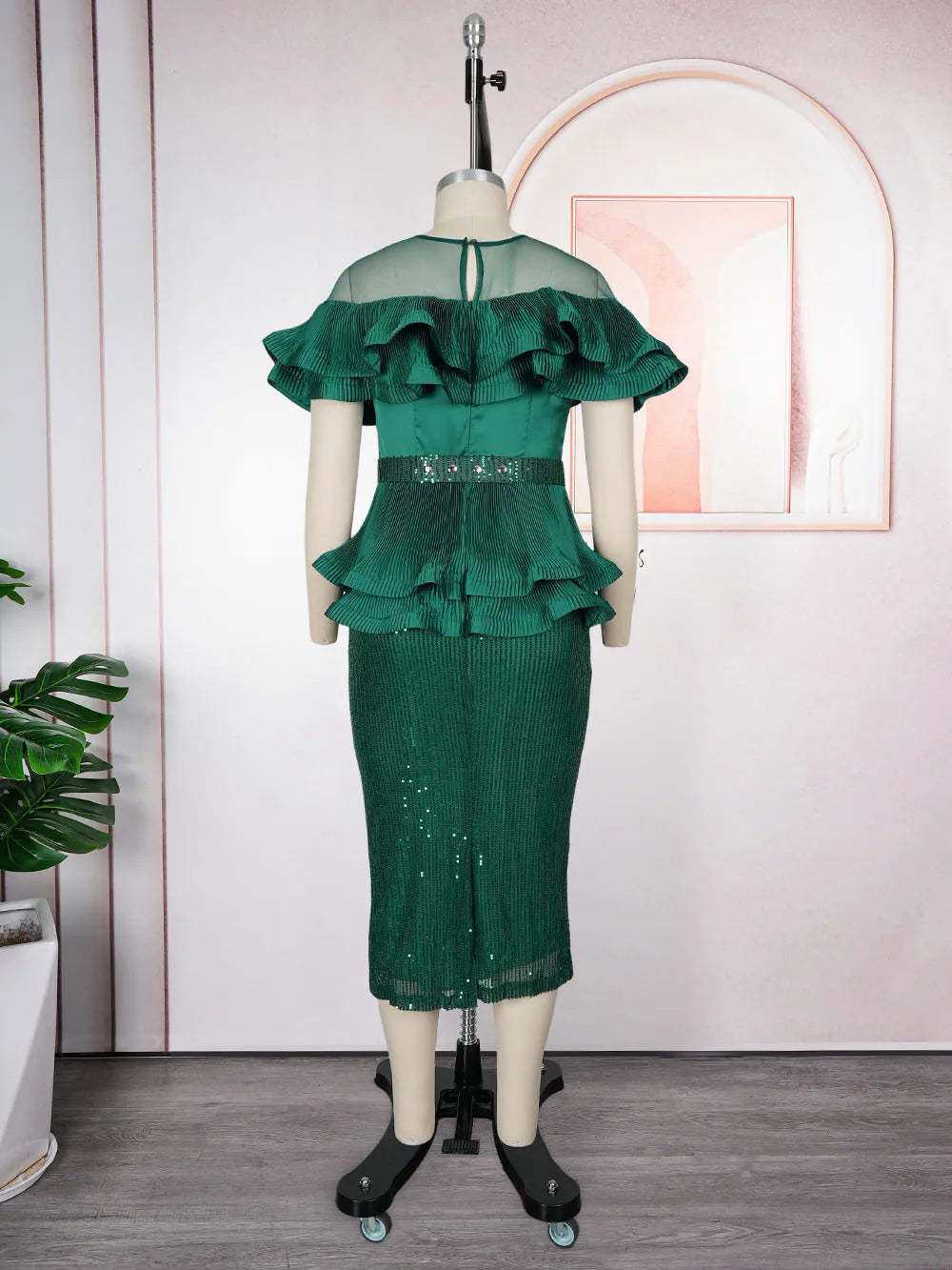 Elegant African Dresses for Women 2026 New Fashion Ruffle Wedding Party Long Dress Plus Size Turkey Sequin Evening Gown