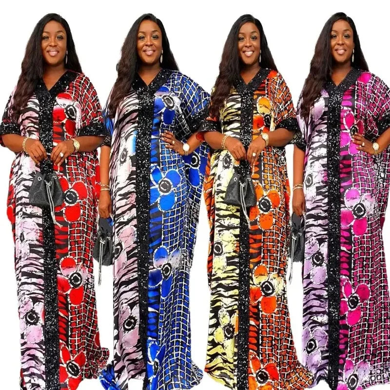 Amay Popular Design dresses for women Rayon fabric robe Afrikaans femme With a hidden waistband african dress