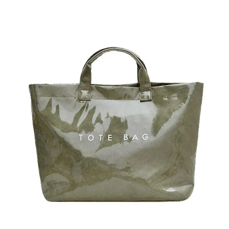 Maxy Retro DuPont Letter Casual Versatile Handbag Minimalist Transparent Simple Commuter Large Capacity Tote Bags for Women