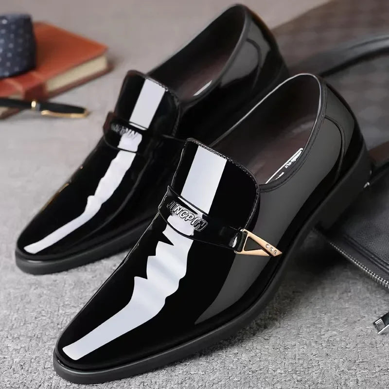 Amay Men’s Dress Shoes Patent Leather Wedding Loafers Metal Decoration Casual  Loafer Oxford Formal Shoes for Successful Men's Shoes