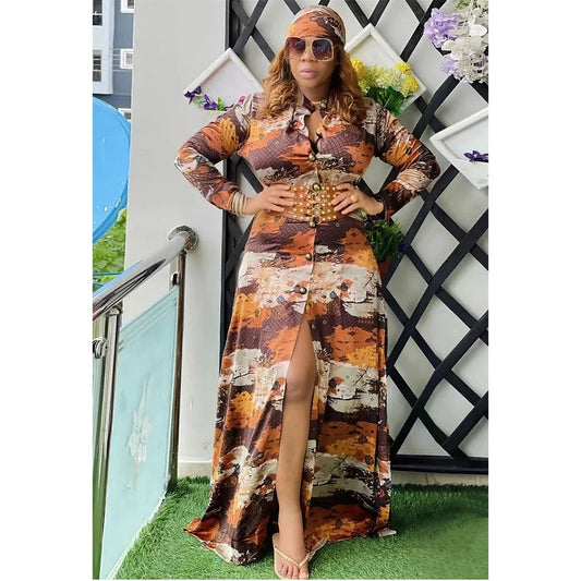 Maxy Dresses for Women Dashiki Print Floral Maxy Robe Dubai Turkey Muslim Abayas Party Gown Boho Boubou Clothes