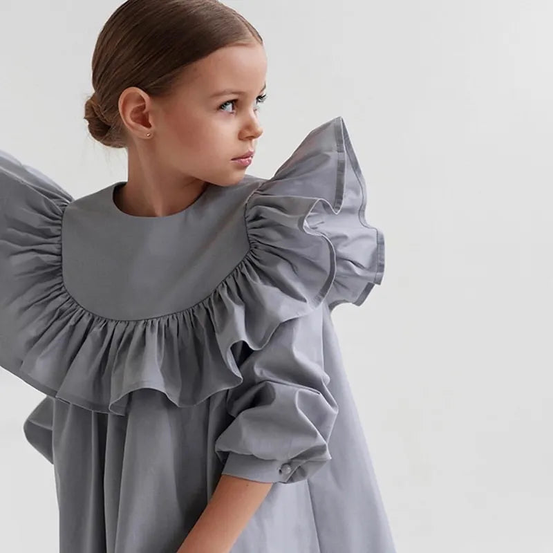 Maxy Baby Girl Cotton Princess Ruffle Dress Long Sleeve Spring Autumn Infant Toddler Girl Vestido High Quality Baby Clothes 2-10Y
