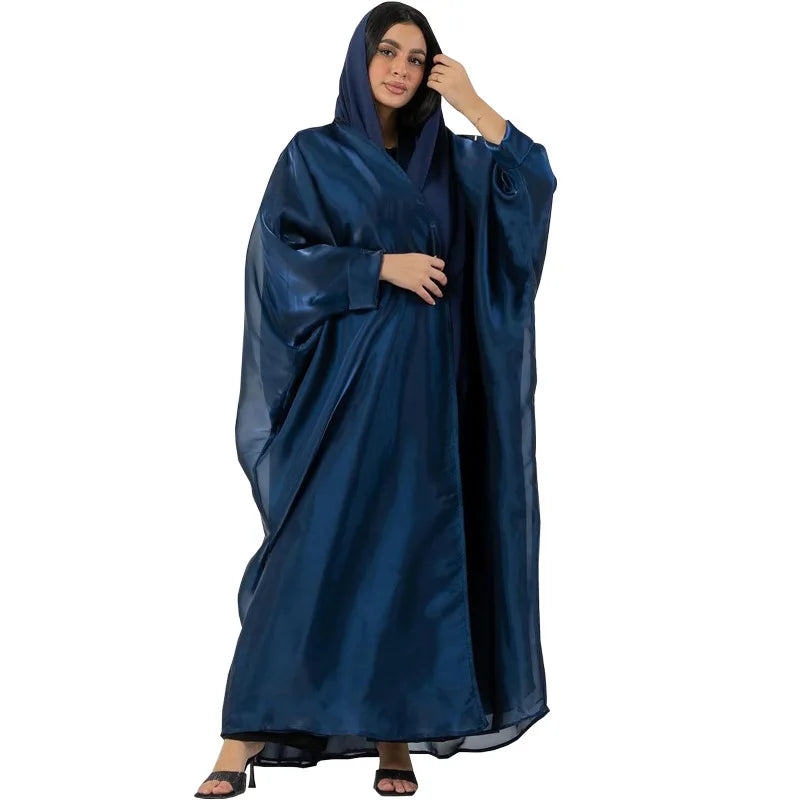 Maxy Fashion Cardigan Satin Abaya Muslim Dress Women Casual Abaya Dubai Solid Arab Open Ramadan Dresses Robe Turkey Caftan dress