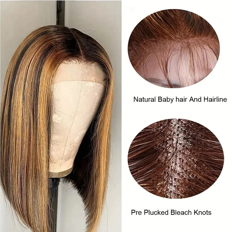 Maxy Perruques Chevaun Humans HD Glueless Wig Human Hair Ready To Wear Straight Bob Lace Front Human Hair Wig Glueless Preplucked