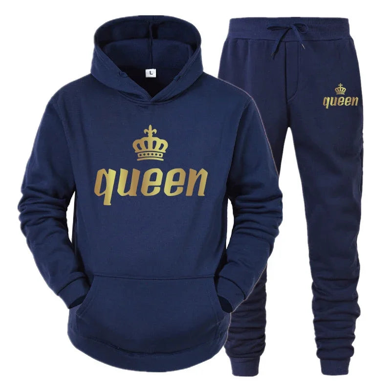 Maxy King And Queen Couple Outfit Hoodie and Jogger Pants High Quality Men Women Daily Casual Sport Jogging Suit King Queen Tracksuit