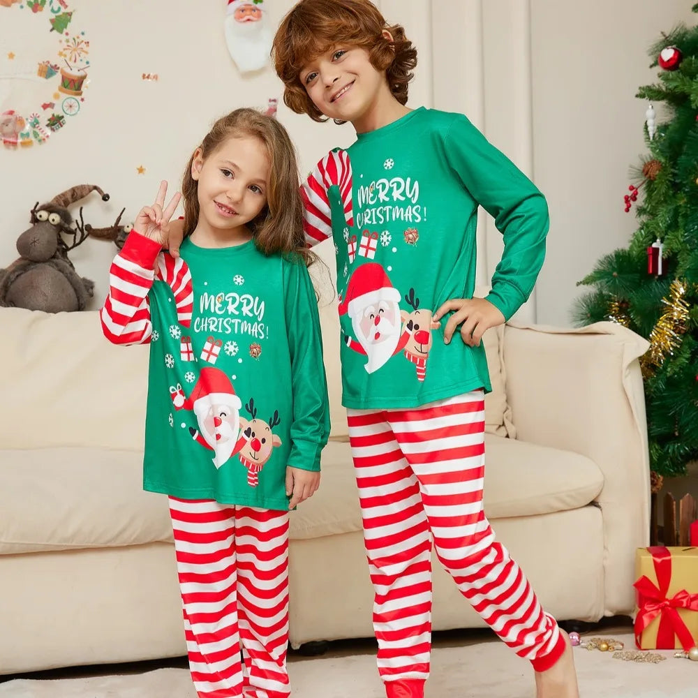 Maxy Christmas Family Matching Pajamas Nightwear Family Matching Outfits Xmas Sleepwear Long Sleeve Tops+Pants Pyjamas Set