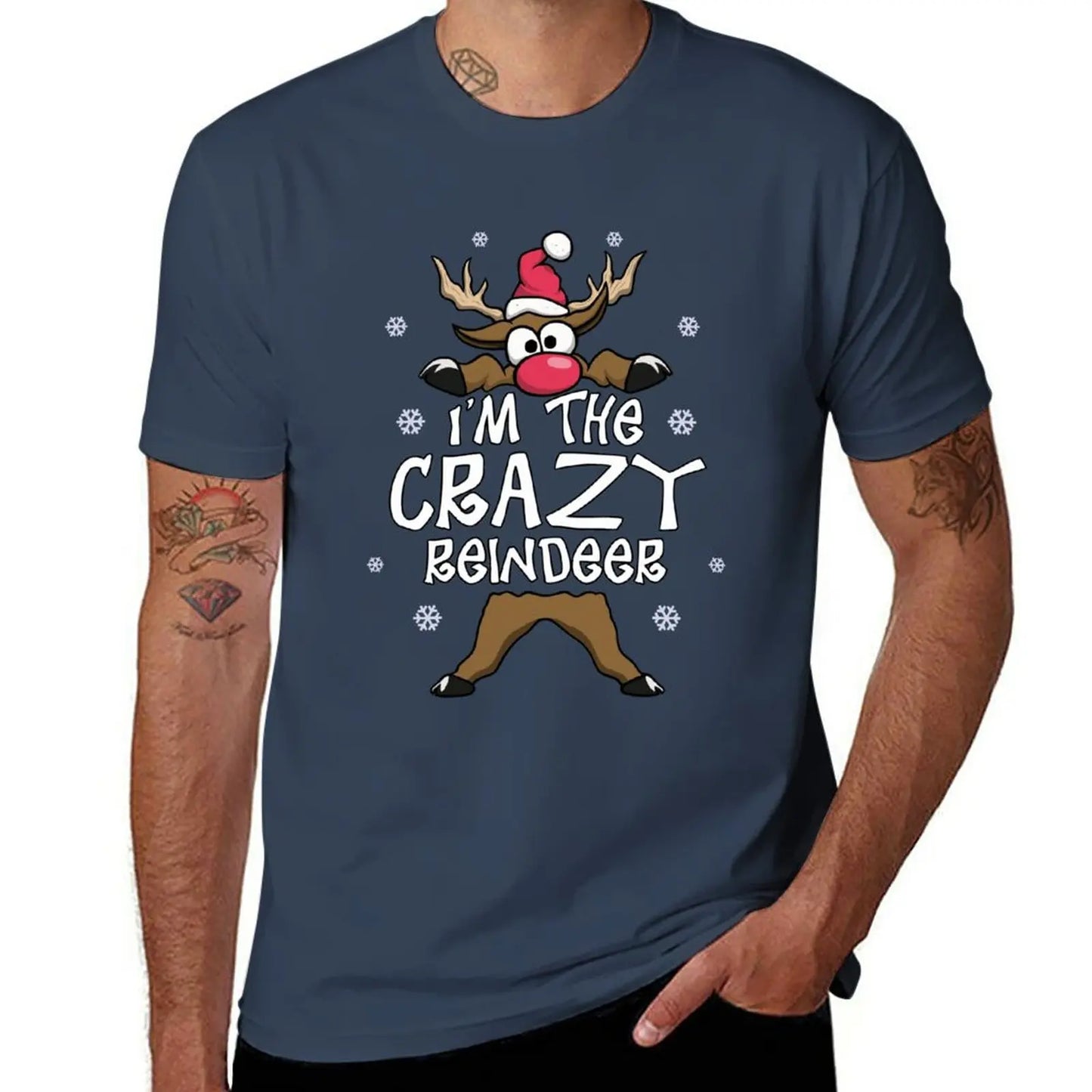 I’m The Crazy Reindeer Family Matching Christmas Pajamas T-Shirt Tee shirt korean fashion fitted t shirts for men