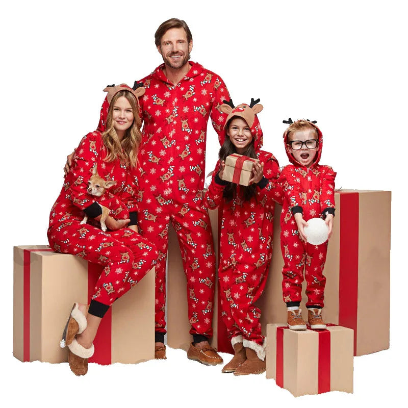 Maxy Christmas Family Matching Rompers Adult Kid Baby Family Matching Outfits Pajamas Xmas Deer Family Look Matching Jumpsuits