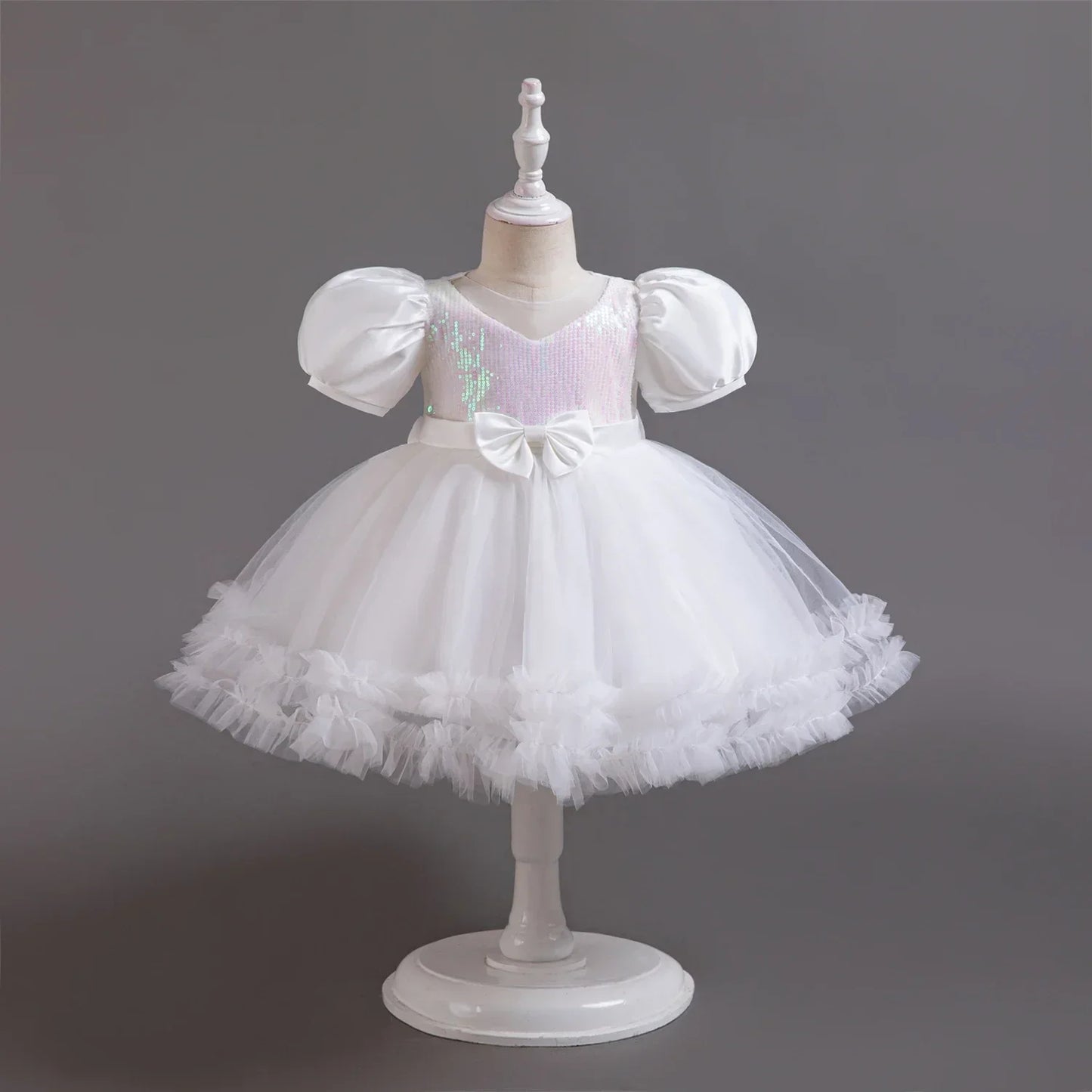 Maxy Baby Girl Fluffily Princess Dress Toddler Infant Wedding Party Prom Gown Puff Children Sequins 1st Birthday Baptism Evening Dress