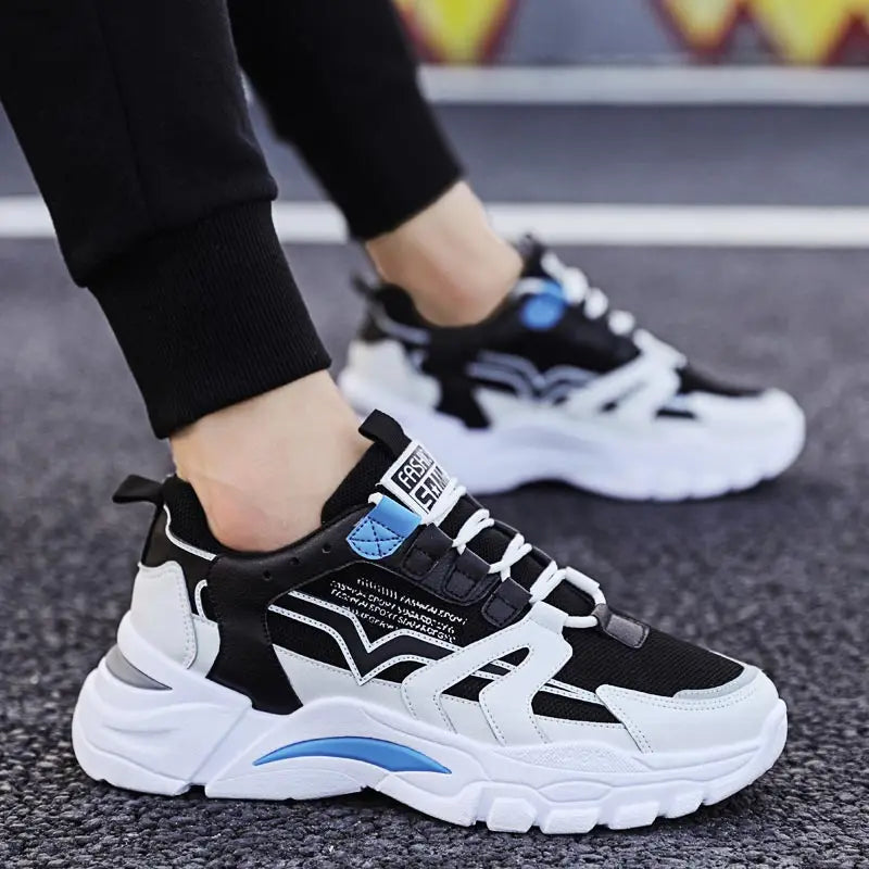 Amay Big Size Chunky Height Man Sneakers Women Sport Shoes Man Running Shoes Men Sports Shoes for Boys Black Blue White Toning D-753