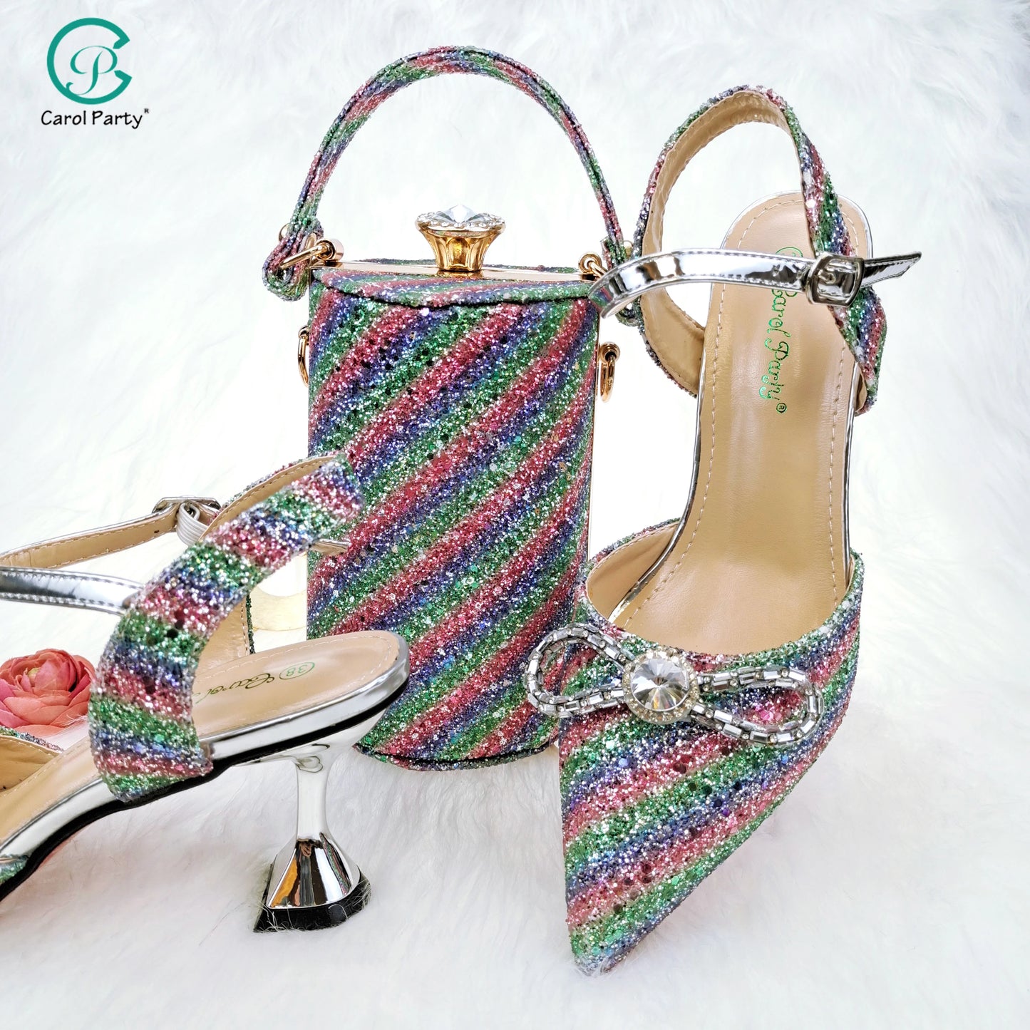 New Arrival Special Style Italian Design African Women Shoes and Bag Set Nigeria Ladies Shoes and Bag in Blue Color