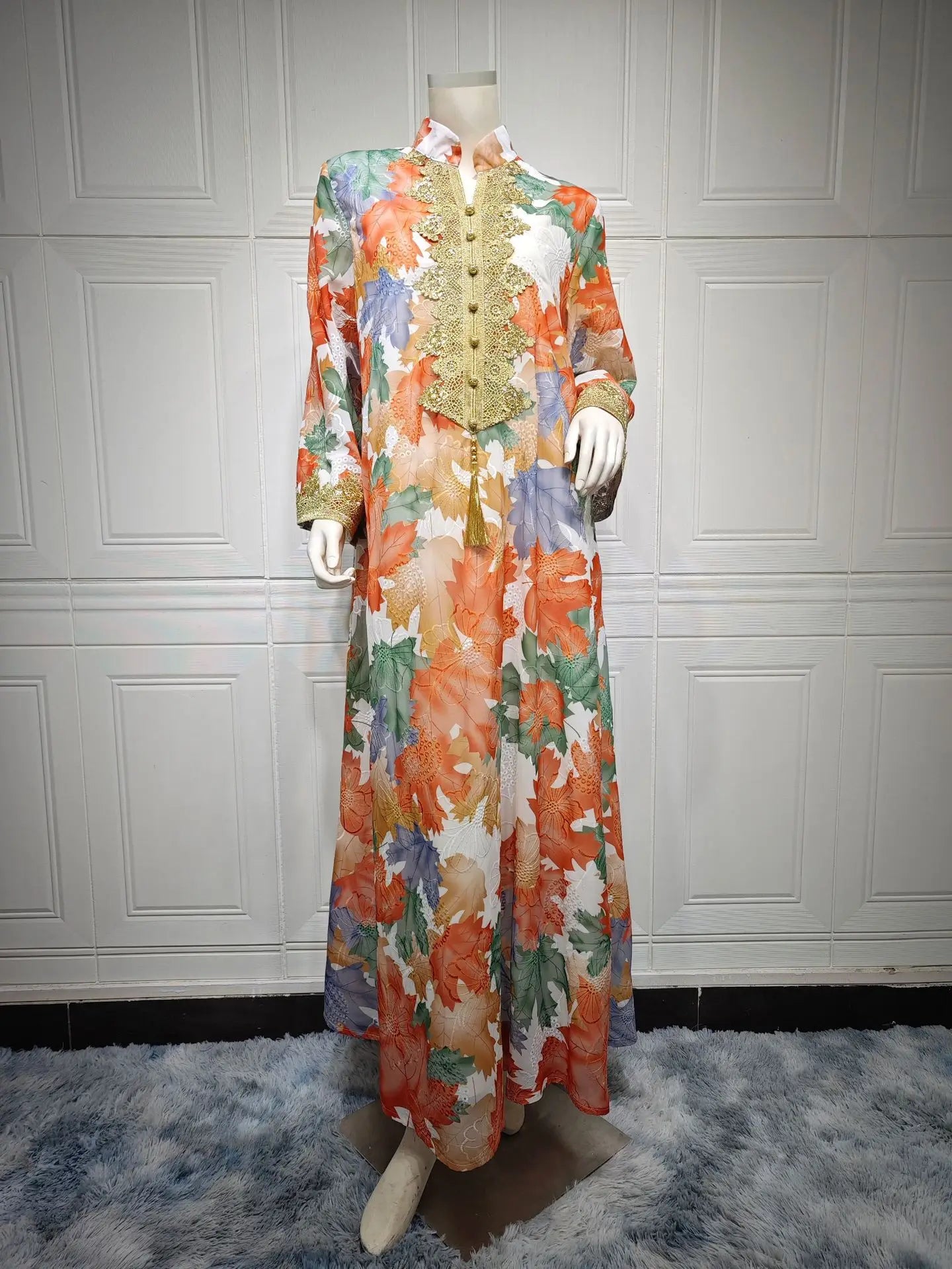 Uni Dubai Arab Fashion Printing Elegant Party Dresses Jalabiya Islamic Clothing Muslim Saudi Moroccan Women Kaftan Eid Robe