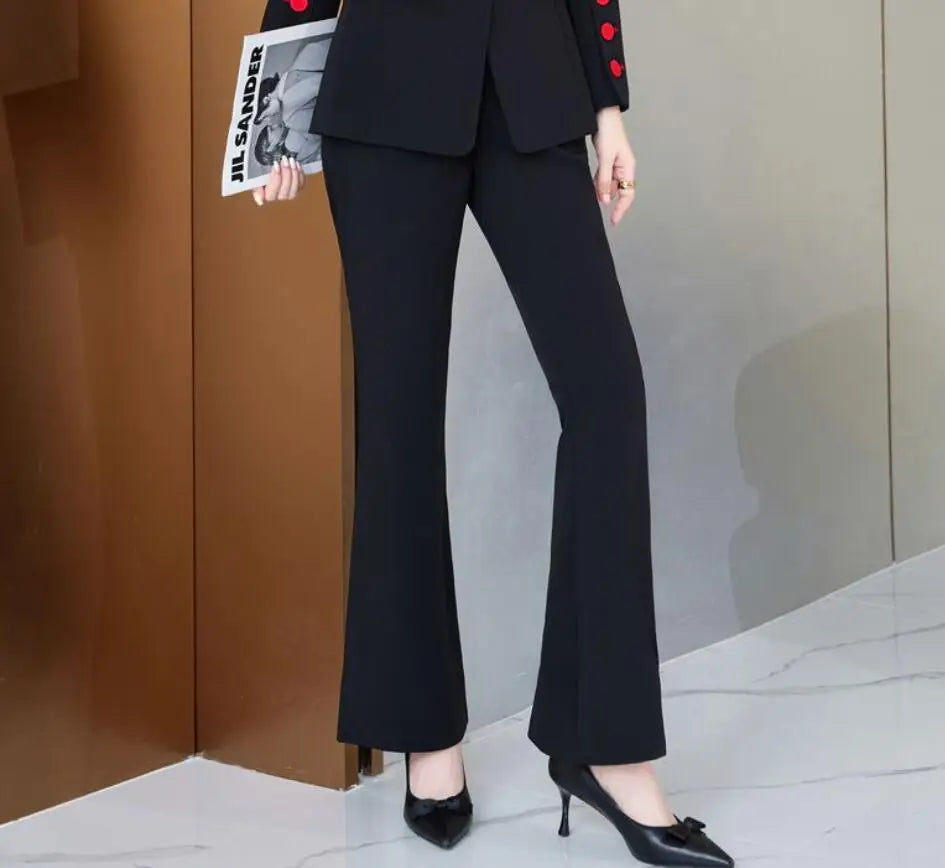 Maxy New Female Suit Jacket Bell Bottoms Two-Piece Suit Autumn Winter Office Women's Clothes Casual Trousers Suits Sets Work Clothes