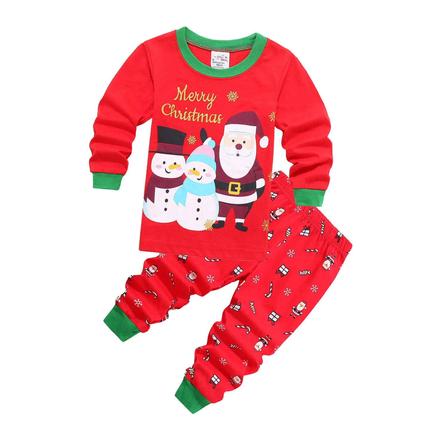 Kids Halloween Christmas Tops + Pant Cosplay Costume Boys Girls Santa Claus Print Pajamas Nightwear Home Clothing 2-7 Years