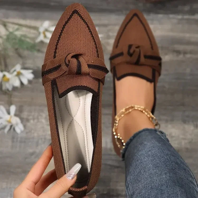 Maxy Women Flats New Knitted Slip Breathable Comfortable Solid Color Shoes Casual Pointed Toe Walking Loafers Sneakers women