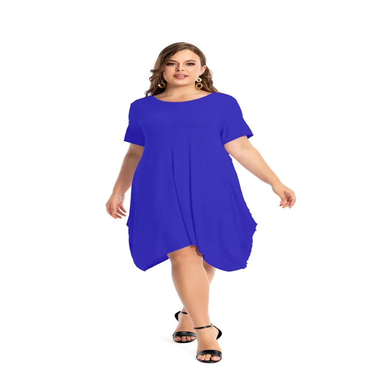 Amay Modal Cotton Nightgowns For Women Plus Size Short Sleeve O Neck Lounge PJS Pajama Dress 7XL 6XL 5XL Black White Red Sleepwear