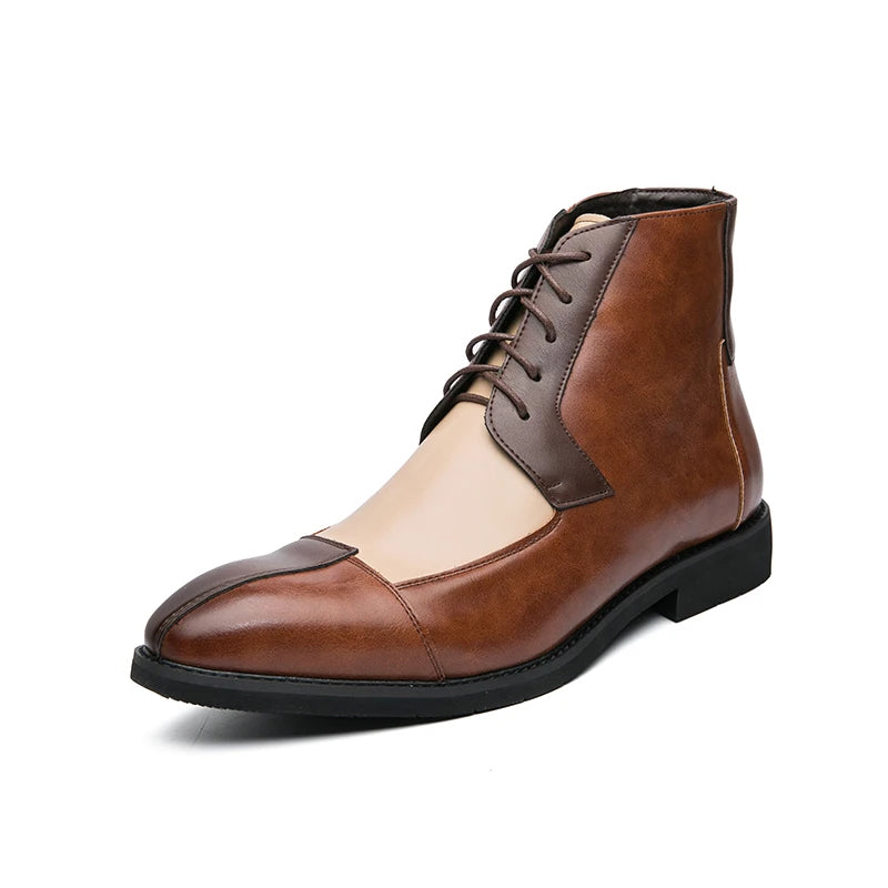 Amay Italian Style Chelsea Boots Mens Mid Calf Dress Shoes Business Formal Ankle Boots Male Winter Spring Split Leather Casual Shoes