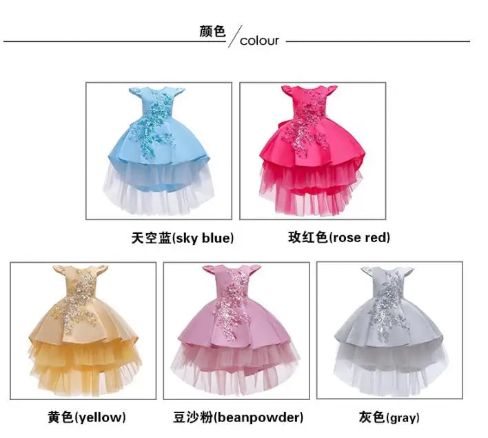 Maxy Girls Dress Kids Dresses Little Princess Flower Girl Dress Long Wedding Gown Children Christmas Party Clothing 1 2 3 6 8 Years