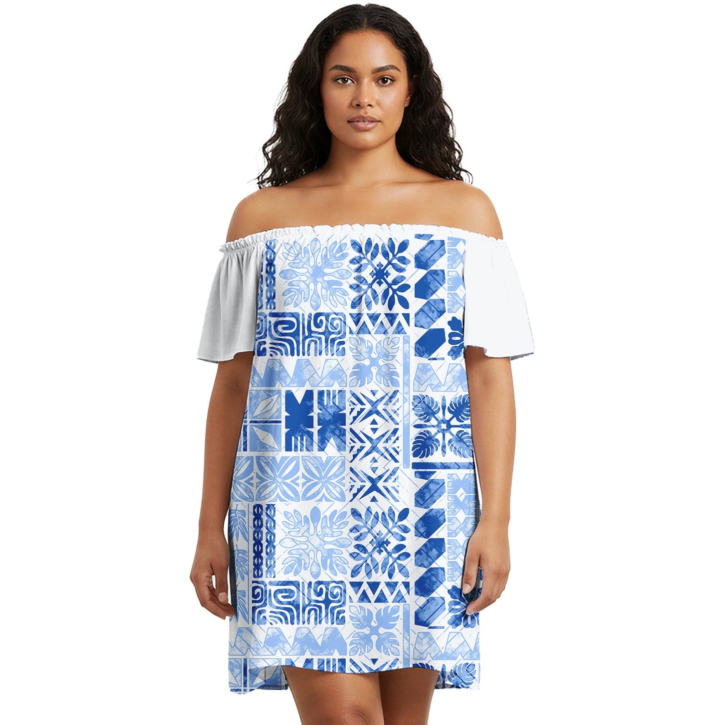 Maxy Flower Print Polynesian Micronesia Custom Dress Short Sleeve Hawaii Stylish Prom Fiji Samoa Tribal Prom Evening Dresses Lady