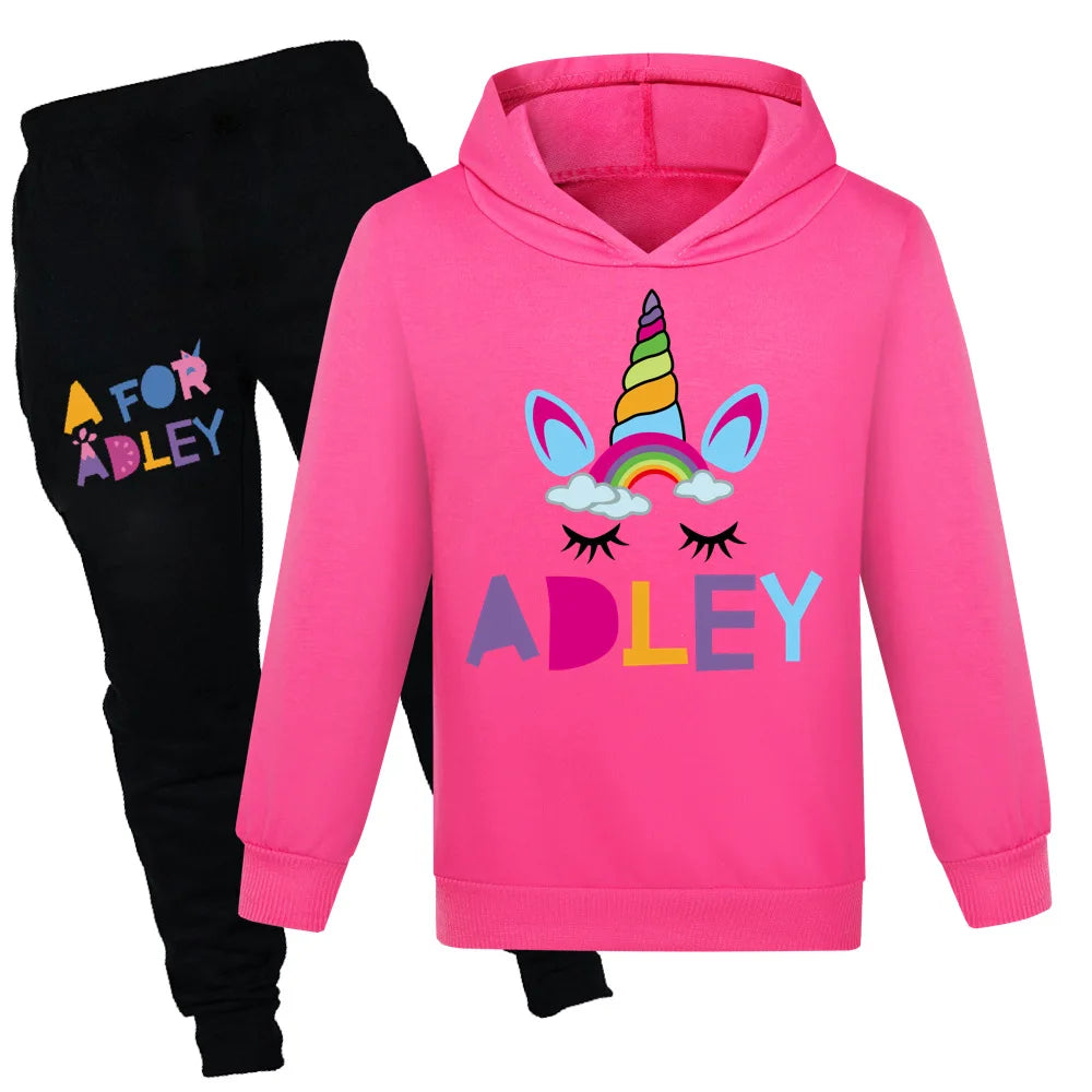 Maxy Children's Clothing A for Adley Girls Boys Clothes Sets Spring Fall Long Sleeve Sweatshirt+Pants Suits Baby 2pcs Girls Set