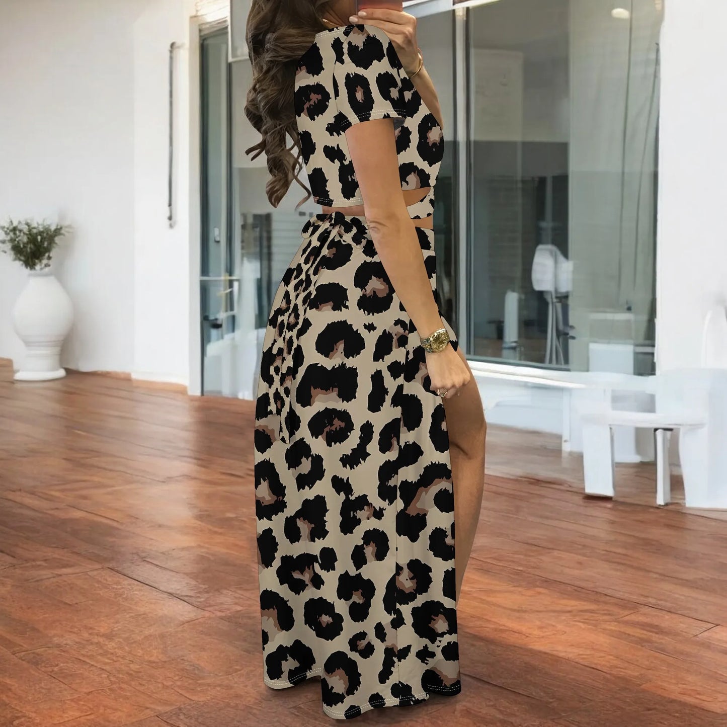 Maxy Women's Summer Split Dress - Sexy Two-Piece Outfits Floral Boho Skirts Set