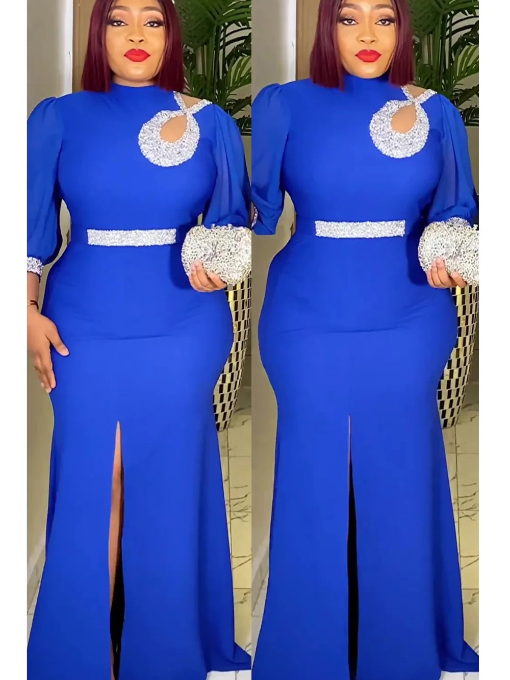Maxy Plus Size African Party Dresses for Women Sexy Bodycon Maxy Long Dress Elegant Wedding Evening Gowns Ankara Outfit New Robe