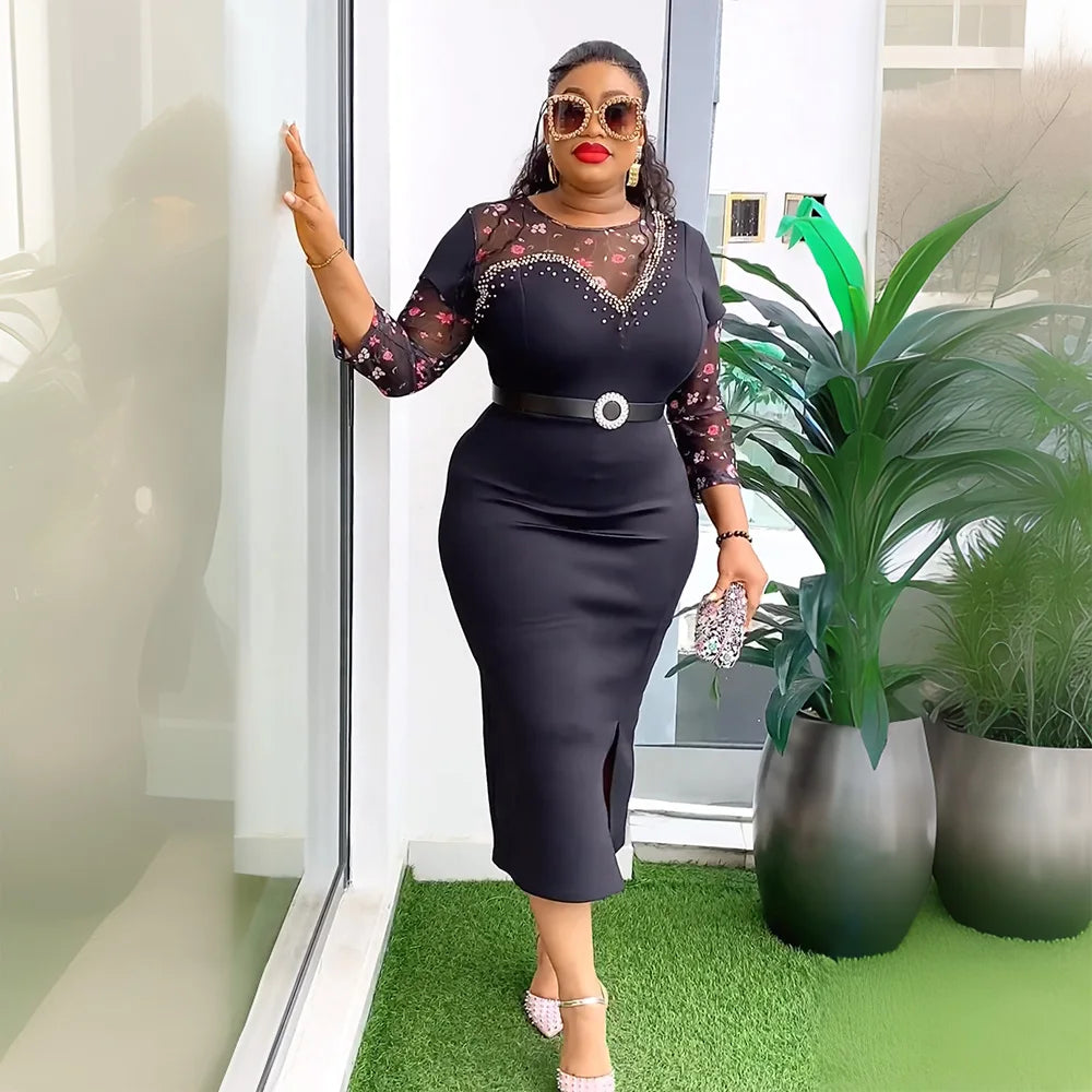 Maxy Plus Size Party Dresses for Women New Fashion Dashiki Ankara Print Wedding Gowns Elegant Turkey Dress