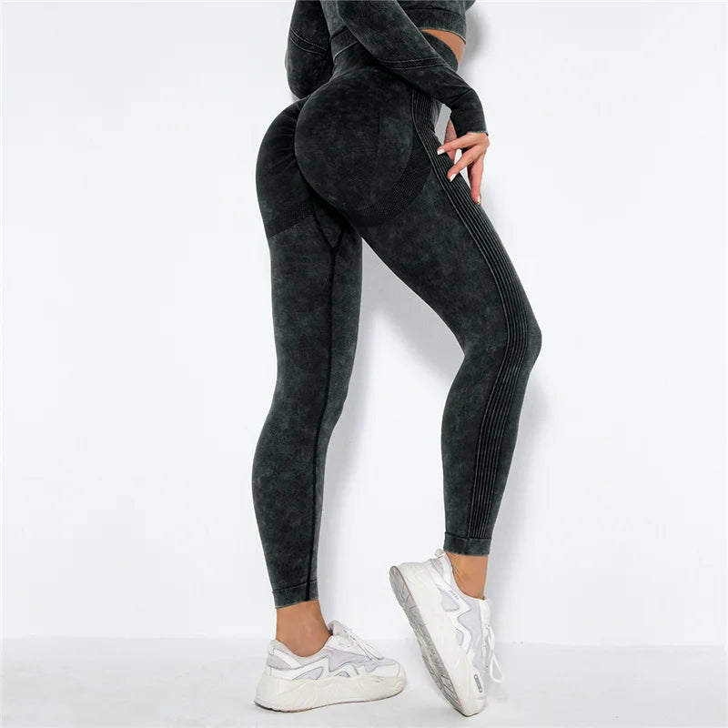 Seamless Sports Suits Women O-neck Crop Tops Long Sleeve Push Up Leggings Sets Gym Wear Summer Two Pieces Sets Tracksuit Feamle