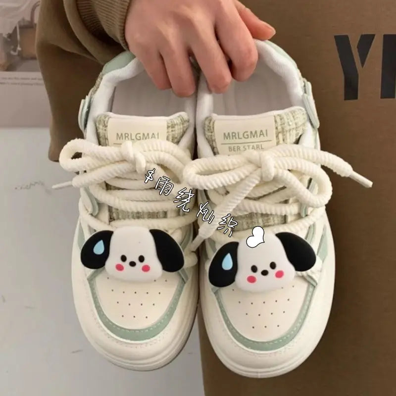 Maxy Sanrioed Hello Kitty Sneakers Kawaii Women's Shoes Fashion Breathable Sports Shoes Leather Cartoon Cute Pochacco Girl Skateboard