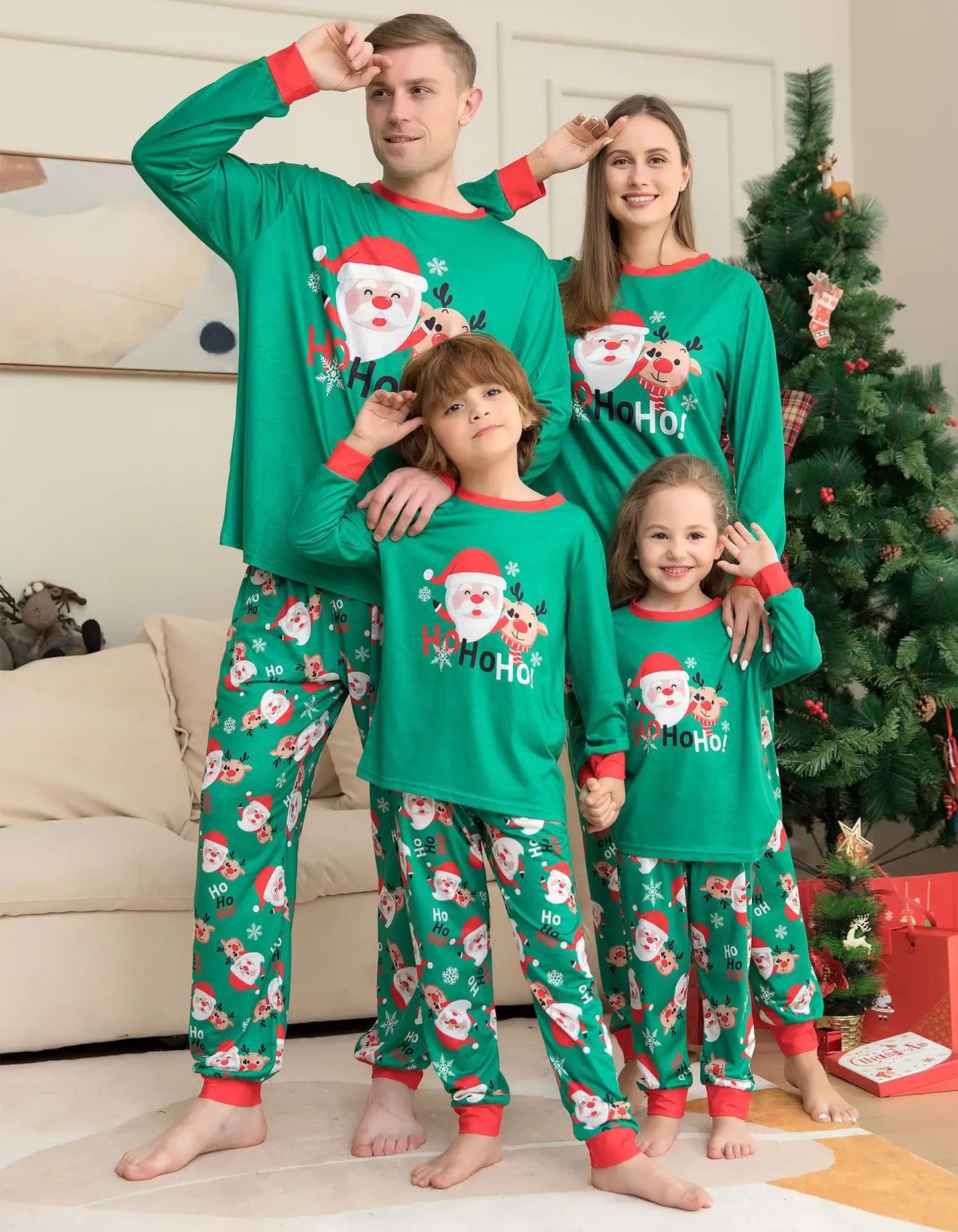 Xmas Family Matching Pajamas Set Santa Deer Letter Print Family Matching Outfits 2023 Christmas Family Pj's Dog Clothes