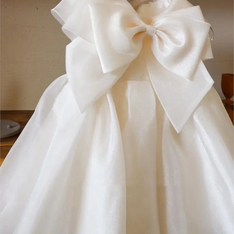 Maxy Baby Girl Princess Big Bow Dress Sleeveless Infant Toddler Teens Child Tulle Vestido Birthday Party Wedding Baby Clothes 1-14Y