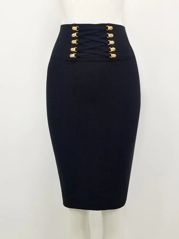 Maxy New Arrival Women Black Red White Bodycon Bandage Skirt Ladies Designer High Waist Sequined Night Club Party Club Pencil Skirt