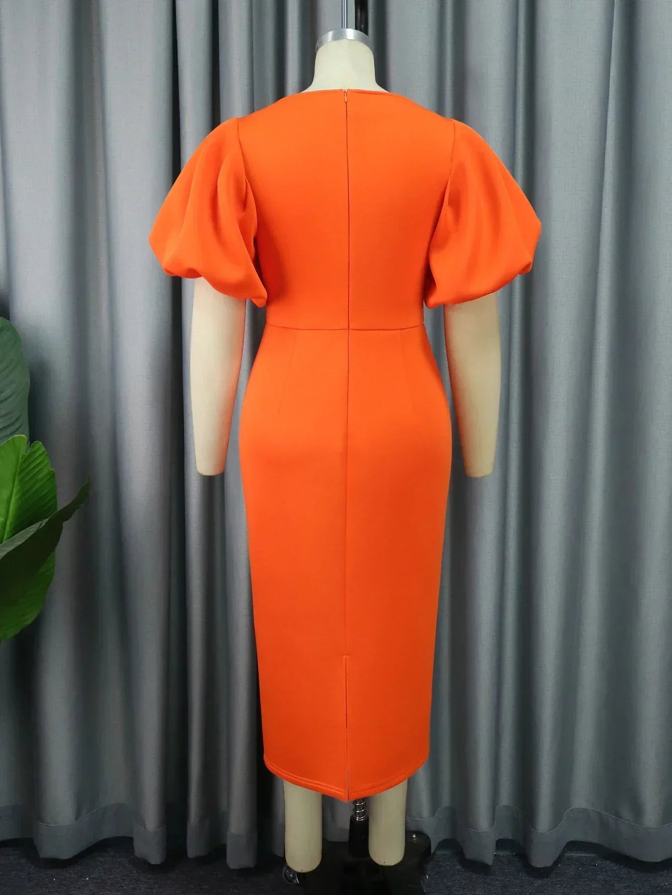Amay Women Modest Plus Size Party Dress Short Lantern Sleeve Bodycon Slim Robe African Female Evening Celebrate Birthday Gown