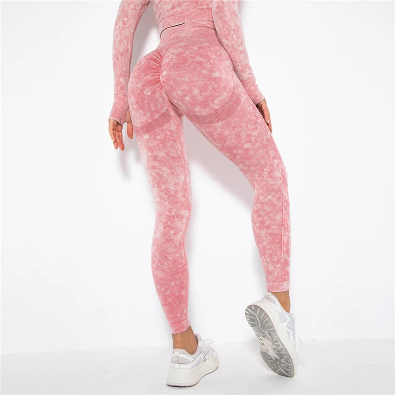 Seamless Sports Suits Women O-neck Crop Tops Long Sleeve Push Up Leggings Sets Gym Wear Summer Two Pieces Sets Tracksuit Feamle