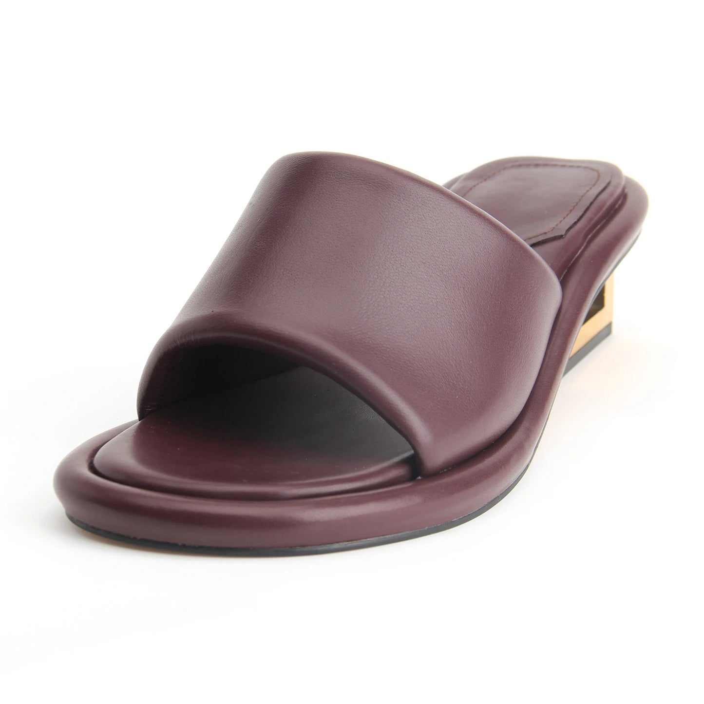 Visco Designer Summer Leather Sandals for Women Luxury Brand Shoes Black Chunky Heel ladies Slipper and Mules Sandals big size 44