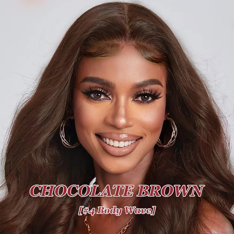 Maxy 40 Inch #4 Chocolate Brown 200% Density Body Wave 13*4 13*6 HD Transparent Lace Frontal Wig Brazilian Human Hair Wigs For Women