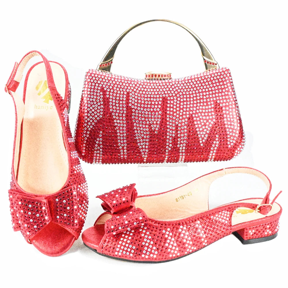 Babs High Quality 2024 Spring Summer New Design in Gold Color Casual Style Italian Women Shoes and Bag Set for Wedding Party