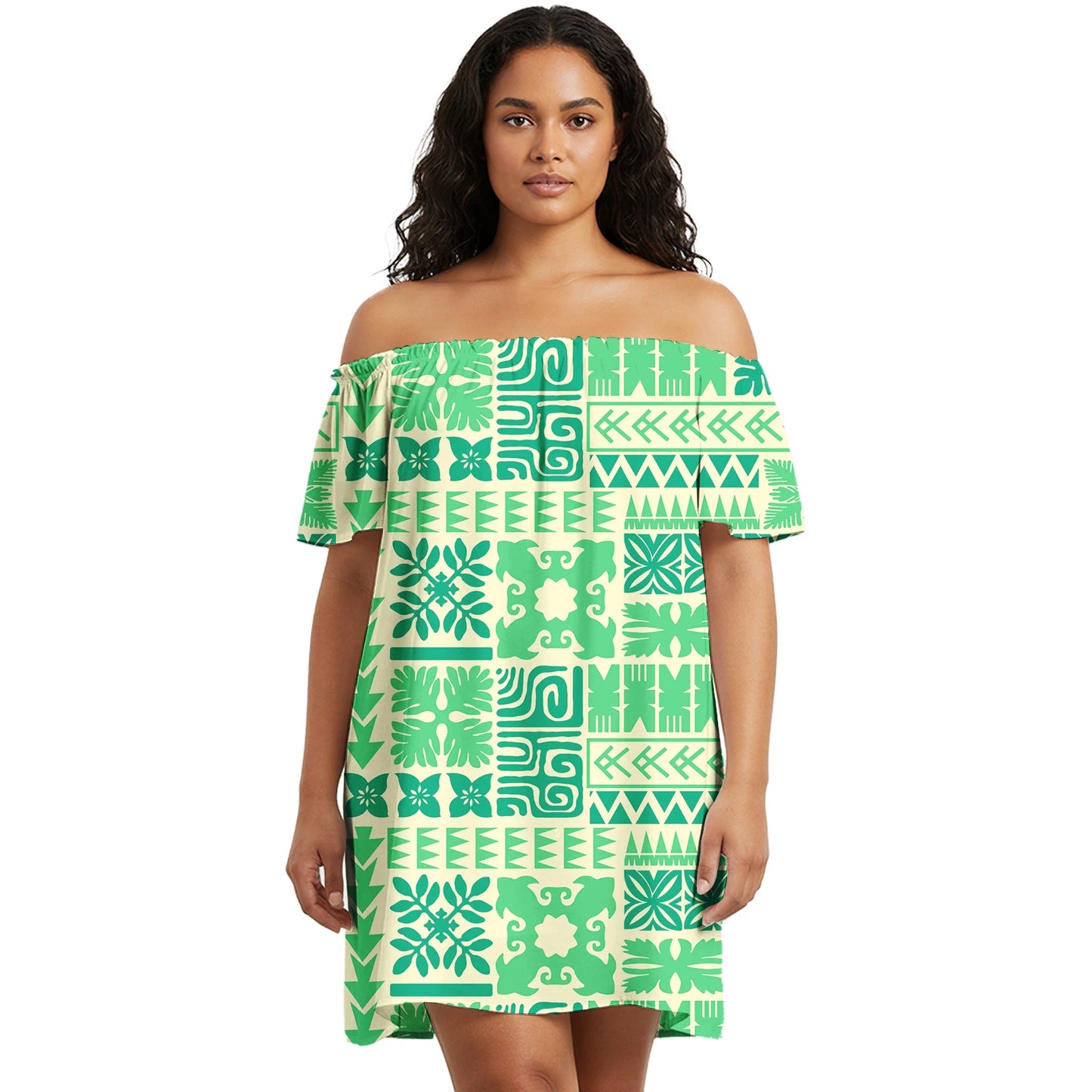 Maxy Flower Print Polynesian Micronesia Custom Dress Short Sleeve Hawaii Stylish Prom Fiji Samoa Tribal Prom Evening Dresses Lady