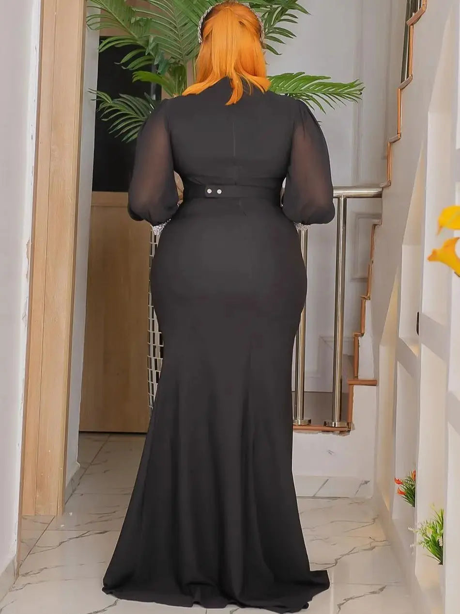 Maxy Plus Size African Party Dresses for Women Sexy Bodycon Maxy Long Dress Elegant Wedding Evening Gowns Ankara Outfit New Robe
