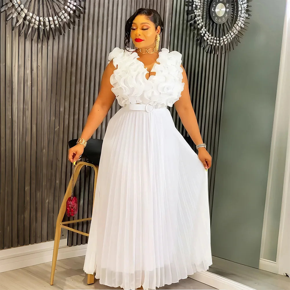 Maxy Luxury African Evening Party Dresses for Women Flower Wedding Gown Dashiki Ankara Africa Clothing Plus Size Kaftan Turkey Abaya