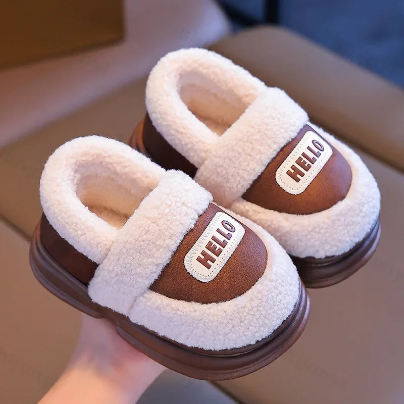 Maxy Toddler Plush Cotton Shoes Warm Kids Winter New Casual Furry Shoes Girl Boy Anti-slip Soft Sole Kids Snow Shoes Fashion Sneakers