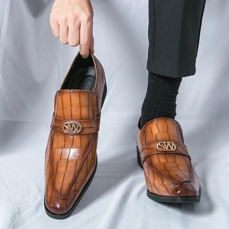 Amay Black Wingtip Men Oxford Shoe High Quality Men Loafers Shoes Genuine Leather Italian Handmade Formal Wedding Slip On Dress Shoes