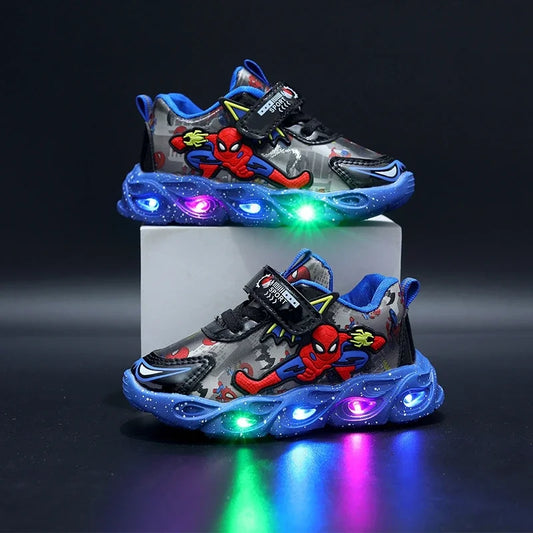 Maxy Spring Autumn Led Light Shoes Casual Sneakers Kids Girls Cartoon Spiderman Boys Children Breathable Toddler Sport Running Shoes