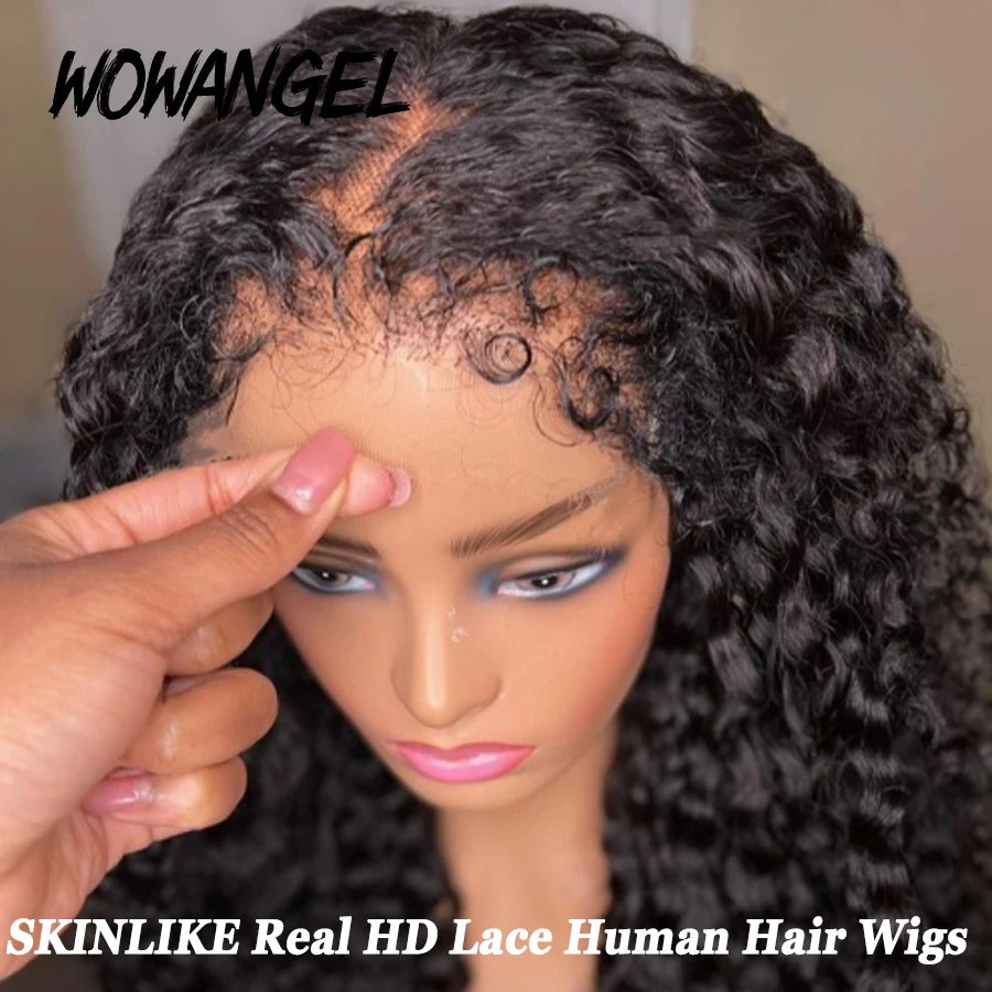 Maxy 250% Afro Kinky Curly Baby Hair HD Lace Frontal Human Hair Wigs Deep Curly Glueless Wigs Melt Skins HD Full Lace Wigs for Woman