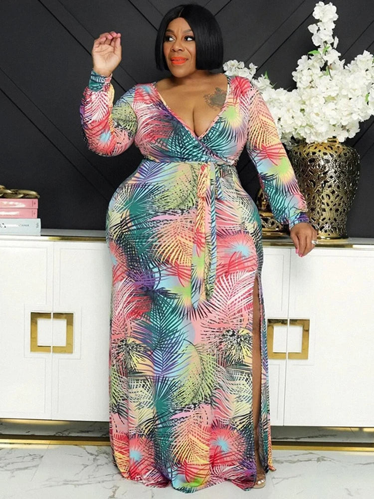 Woman Maxi Dress Long Sleeve Floral Dress Ladies Casual Plus Size 3xl Dress Chic and Elegant Wholesale Bulk Dropshipping