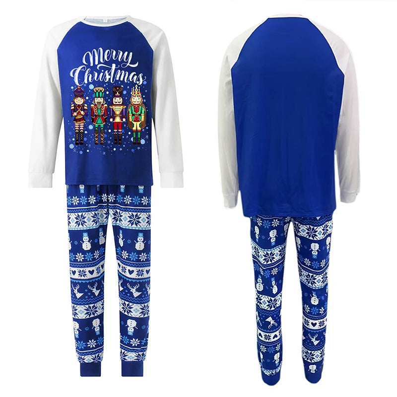 Max Family Matching Christmas Pajama Set Nutcracker Print Raglan Sleeve Tops Elastic Waist Pants Fall Winter Family Xmas Sleepwear