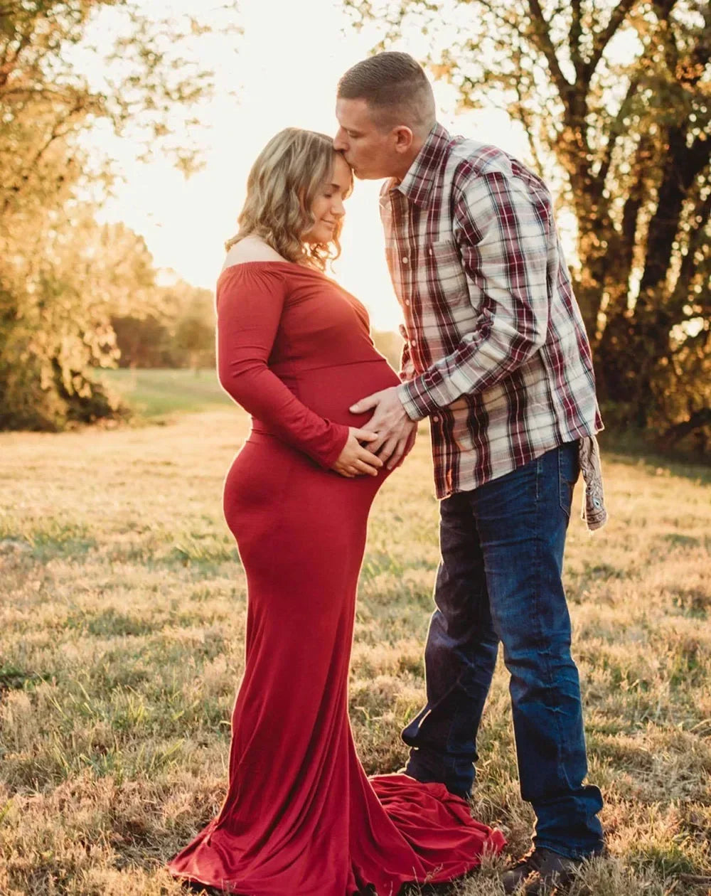 Maxy Long Sleeve Maternity Dress for Photography Props Elegant Pregnancy Clothes Pregnancy Dress Pregnant Photo Shoot Clothing